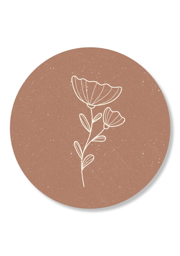 Sticker bloem terra | 5 stuks