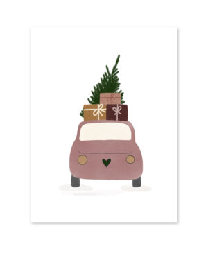 Kerstkaart | Auto met cadeautjes | 10 stuks