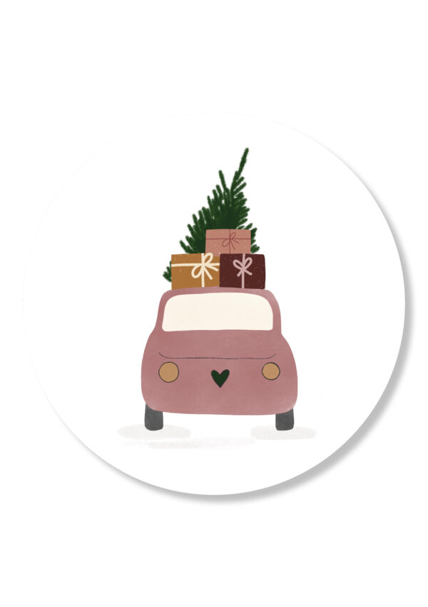 Sticker | Auto met cadeautjes | 5 stuks